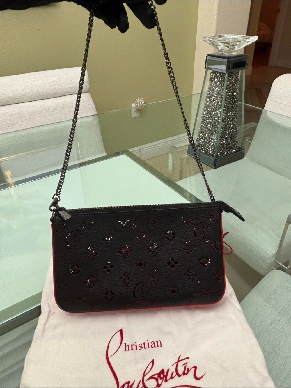Authentic Christian Louboutin Loubila Leather Clutch